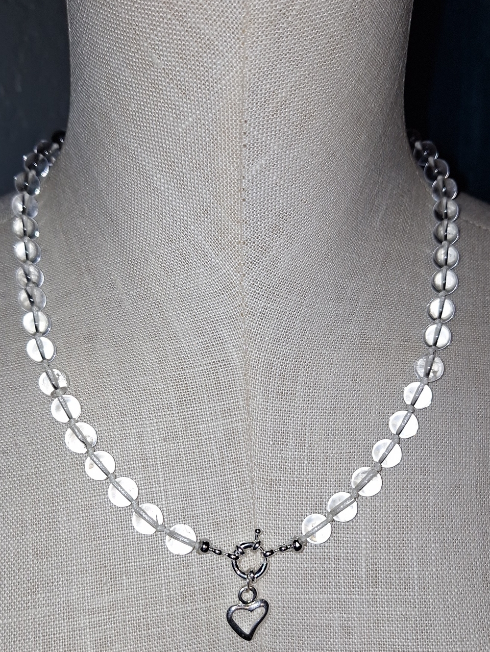 Clear Crystal Gemstone Heart Pendant Necklace